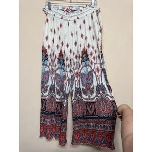 Free People Boho Palazzo Smocked Waist Printed Pants Womens XS Festival